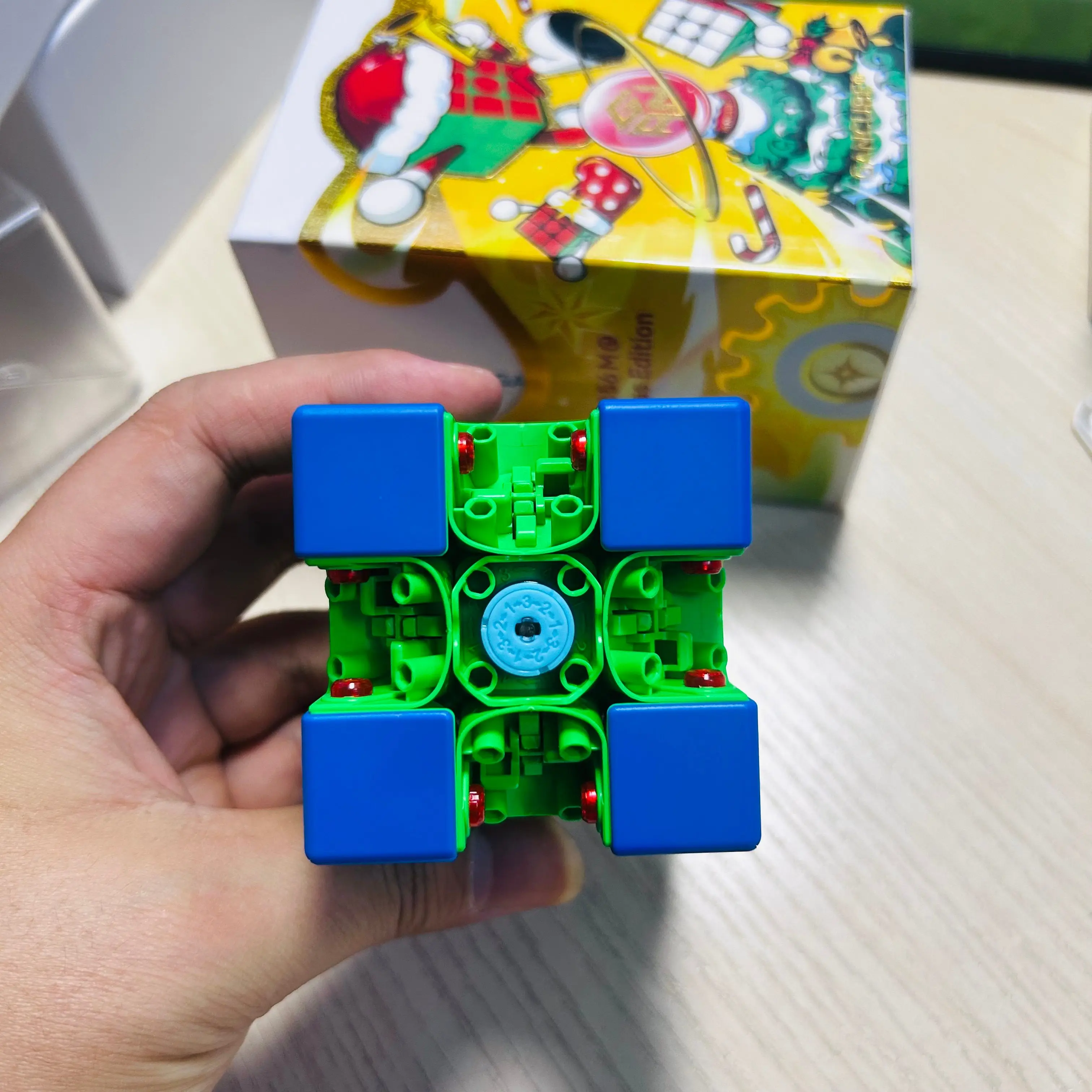DIY GAN 356ME 2025 Christmas Edition Blue 3x3 Magnetic Magic Speed Cube Stickerless Professional Kids Toys For Gifts