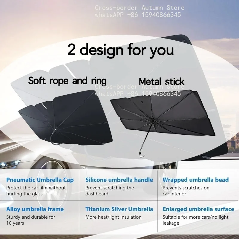 Umbrella Windshield Sunshade Foldable Sun Shade Front Window Cover for UV Block Heat Portable Protector Parasol