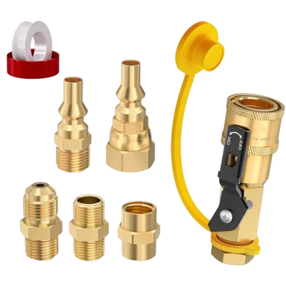 Propan Quick Connect 7 Stück Rv Quick Connect Propan Niederdruck-Gasgerät-Zubehör Benutzerfreundlichkeit – Detail 1