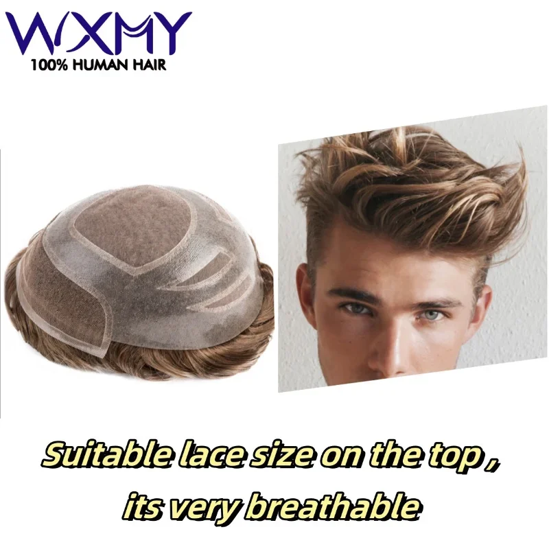 

Mono pu Versalite Toupee Натуральный парик из 100% человеческих волос для мужчин со швейцарским кружевным передним протезом для систем выпадения волос