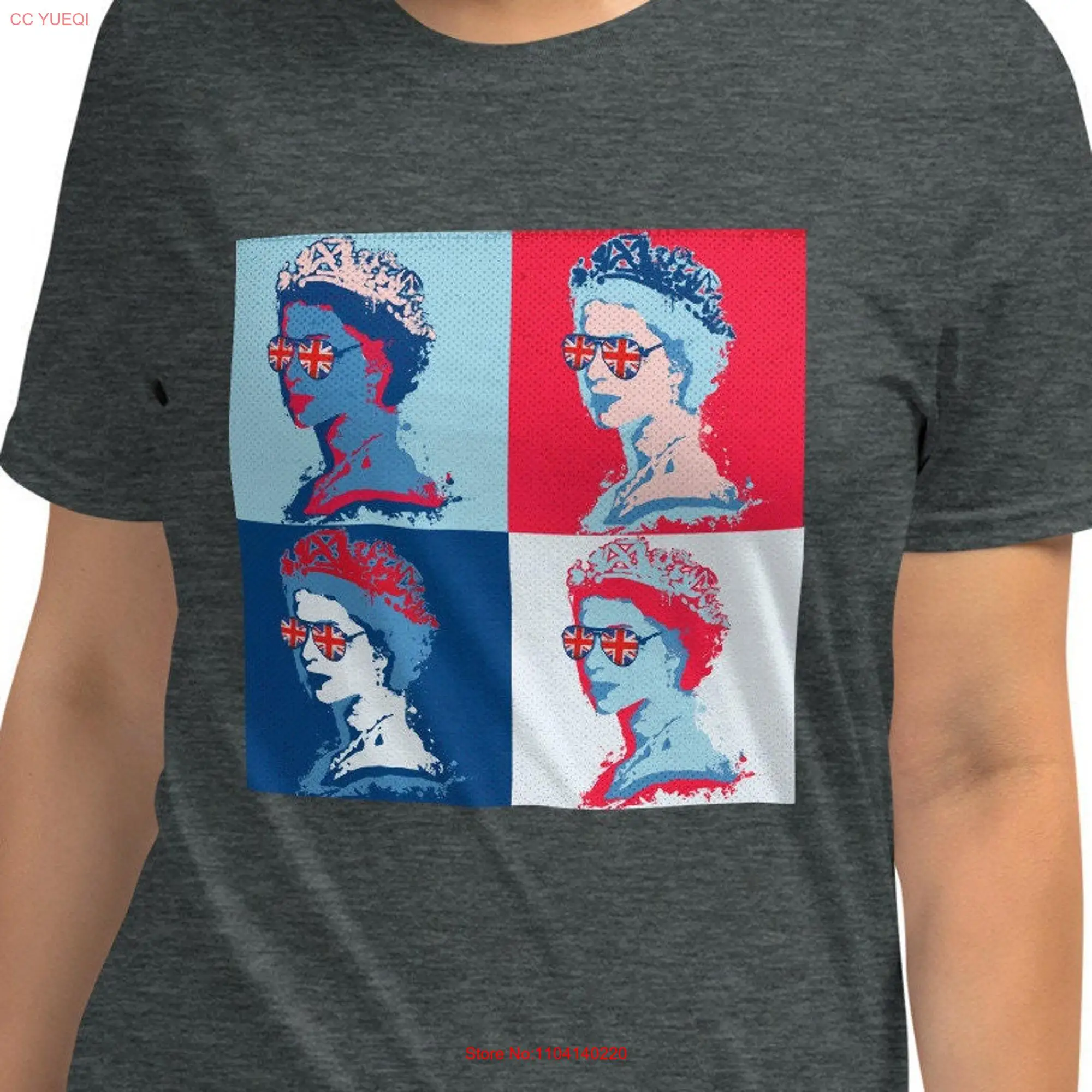 Queen of England shirt Pop Art Graffiti Elizabeth II T Young Royal Union Jack Flag Royals Fan  long or short sleeves