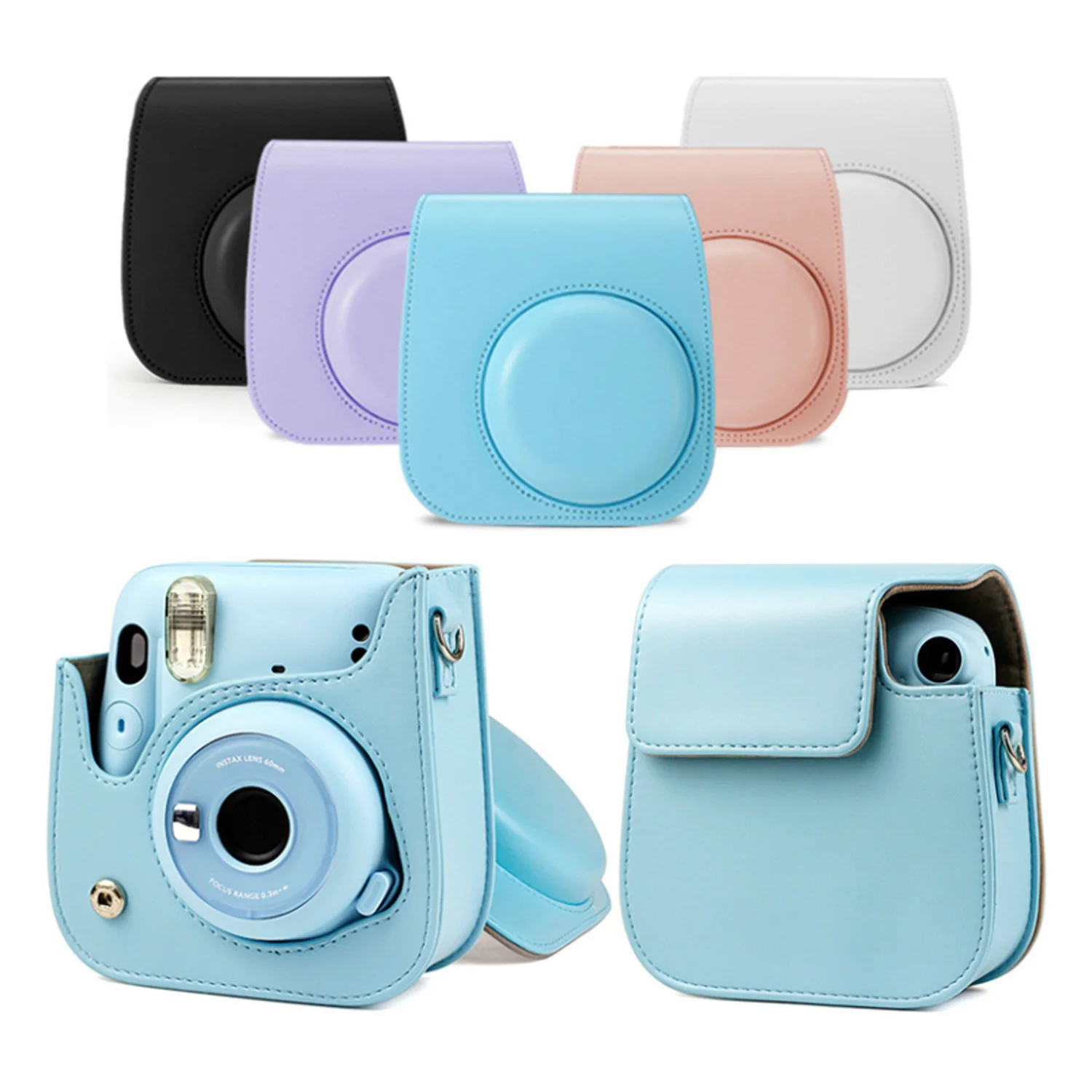 New Portable Camera PU Leather Protective Bag Protective Cover with Adjustable Shoulder Strap for Fujifilm Instax Mini 11