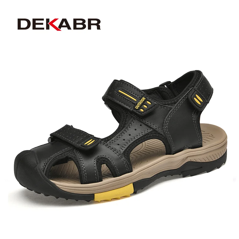 DEKABR Men\'s Genuine Leather Sandals Brand Classic Sandal Summer Male Outdoor Casual Lightweight Sandal Fashion Sneakers Size 46