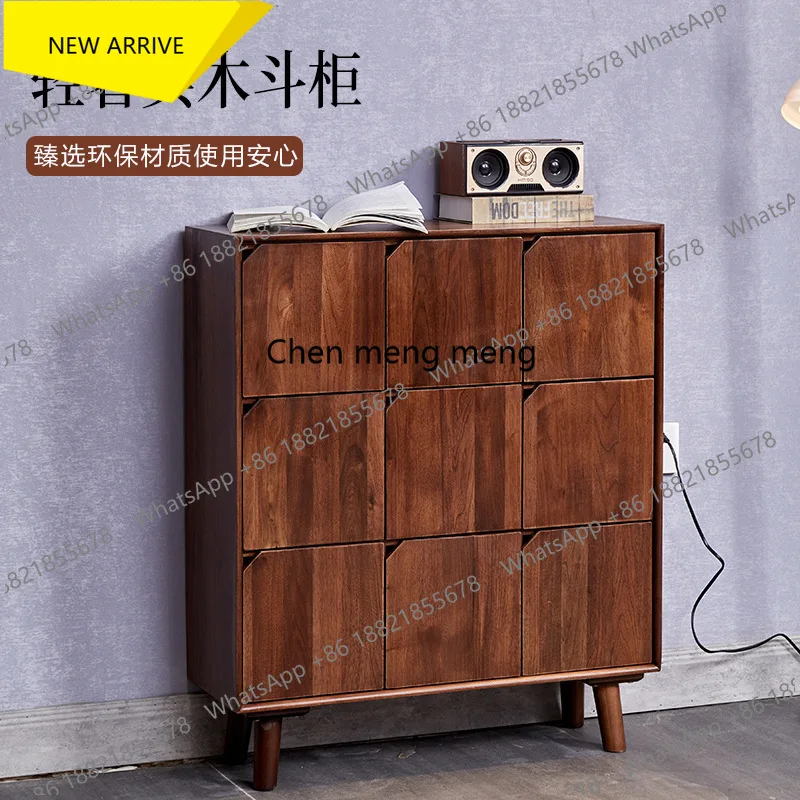

M138 solid wood nine-chest cabinet storage living room against the wall dining side cabinet light luxury storage retro drawer