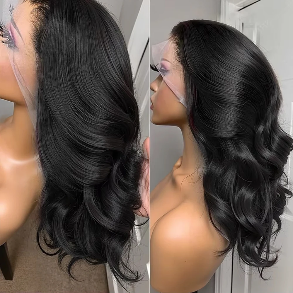 

No Glue Water Body Wave 13x6 HD Кружевные фронтальные парики Короткие парики боб 13x4 7x5 Бесклеевые парики из человеческих волос 250% Плотность Готов к ношению