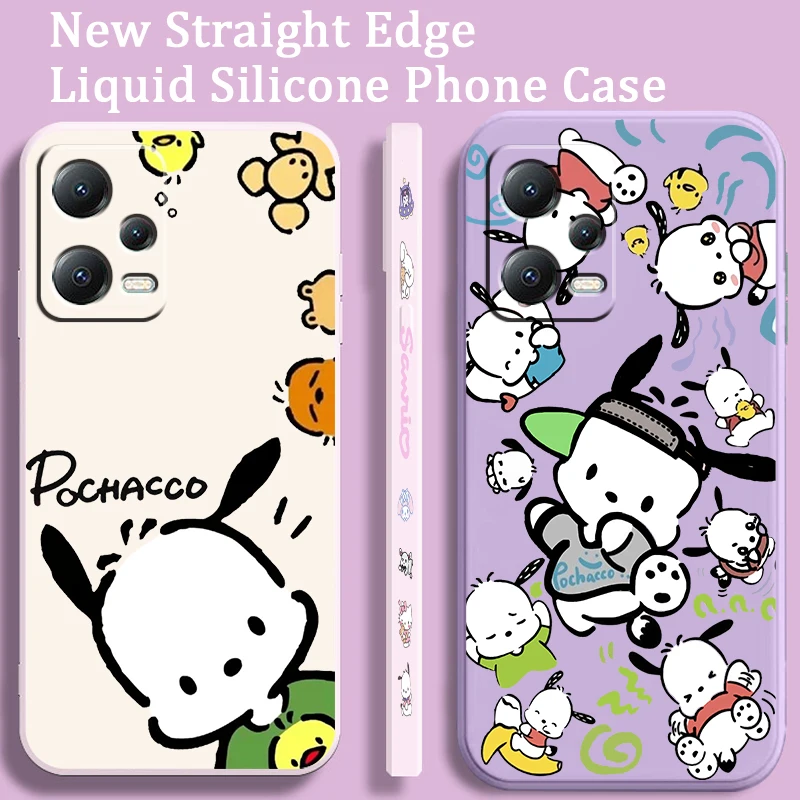 Pacha Dog Sanrio Cartoon Liquid Left Rope For Xiaomi Redmi Note 13 12 12S 12R 11 11T 11S 10 10S Pro Plus 5G Funda Phone Case