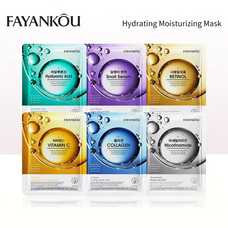 FAYANKOU Retinol Face Skin Mask Korean Collagen Whitening Care Sheet Masks Stuff Anua Biodance Facials Products Bubble Masques.