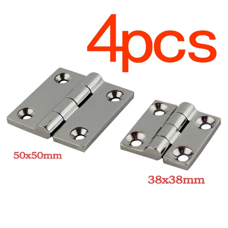 4pcs For Marine Yacht Accessories 50x50mm/38x38mm Marine Grade Square Hinge Top Mirror Polished Door Hinge Stainless Steel 316