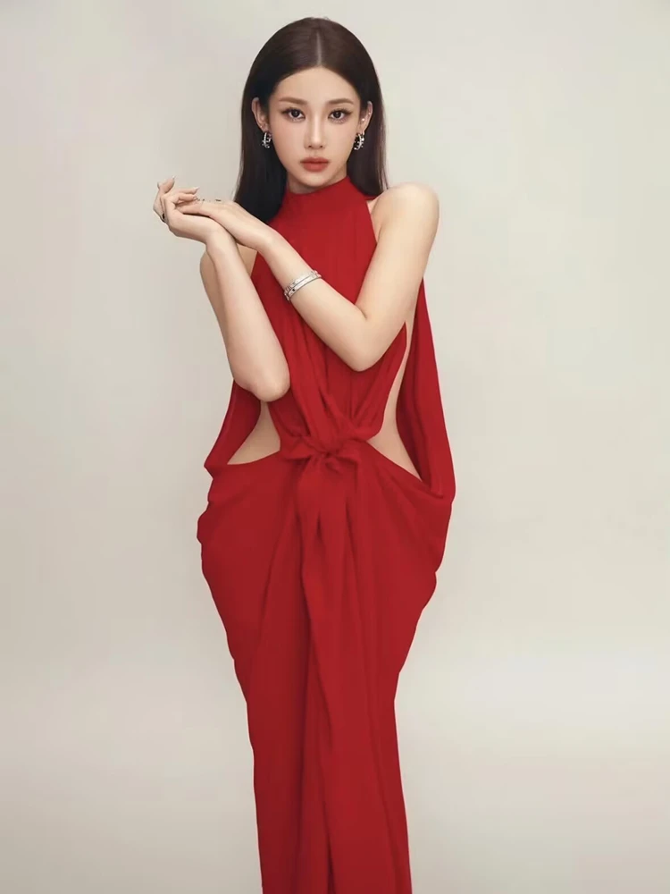 

New Red Portrait Photography Costume Personalized Studio Theme Korean Magazine Girl Elegance High Quality Individual Photo ...