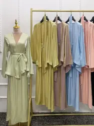 Ramadan Satin Abaya Dubai turchia Islam musulmano modesto vestito imposta vestiti di preghiera per le donne caftano Robe Femme Musulmane