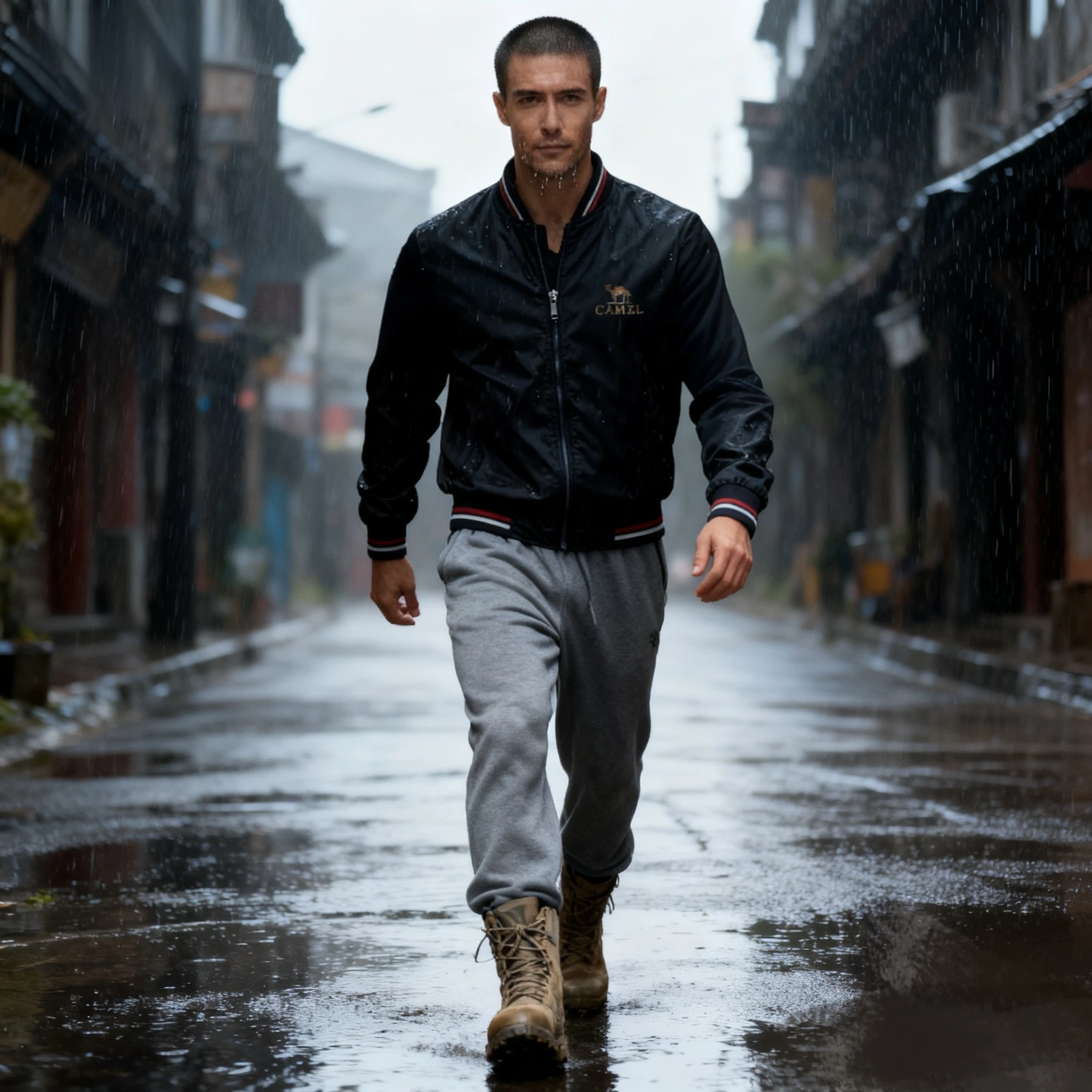 camel Color Casual Loose pocket Outdoor Travel Stand Collar Top Men Work Coat Collar jacket    Spring Autumn New Solidcoat for m