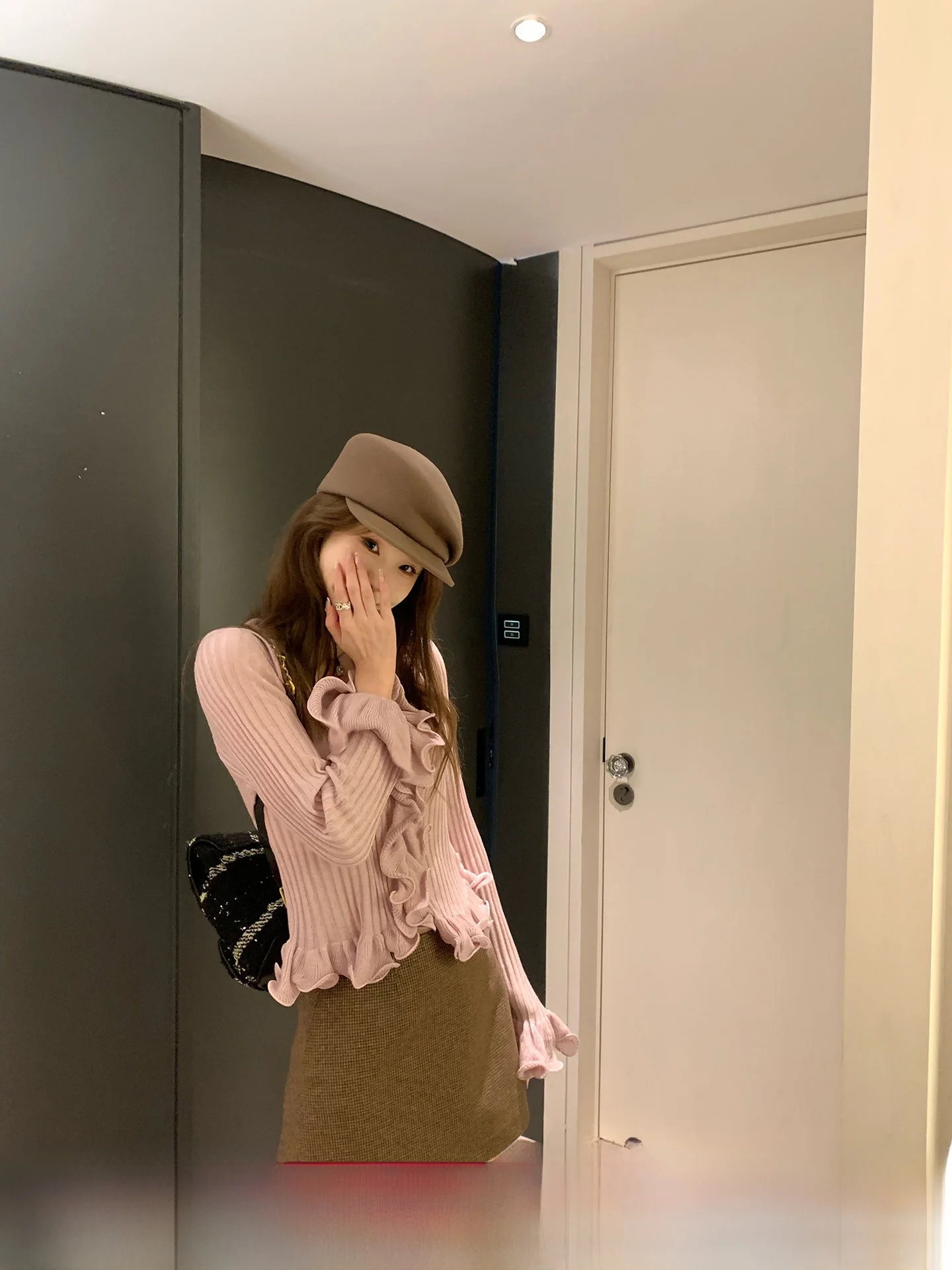 

Anneop Korean Sle ort Sve Long Sve Women's Knitted Sweater Sweet Sle Faux Fur Wool Blend Comfortable Top