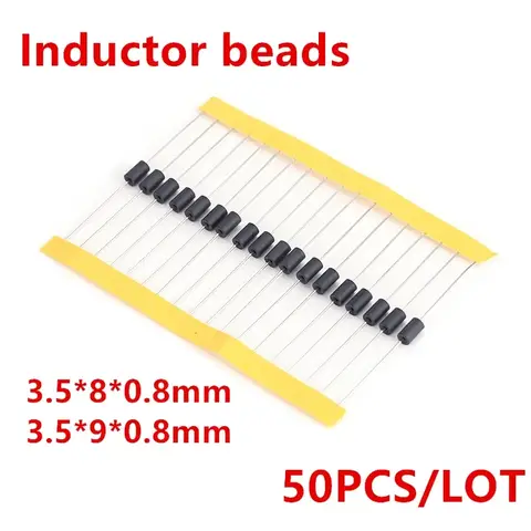 50PCS/LOT Inductor Beads 3.5*8*0.8 3.5*9*0.8 AXIAL FERRITE Beads 3.5x8x0.8 3.5x9x0.8 Inductance