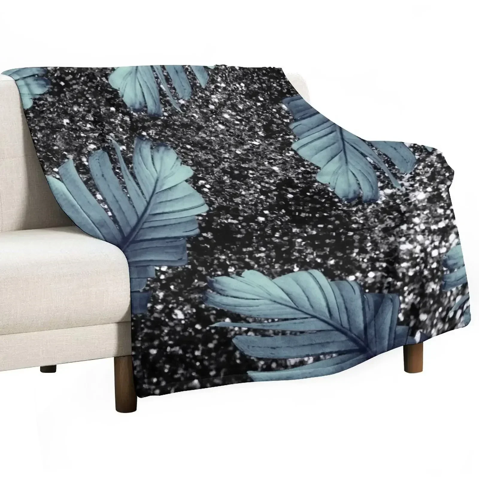 Banana Leaves Glitter Glam #5 (Faux Glitter) #shiny #tropical #decor #art Throw Blanket Summer Moving Luxury St Blankets