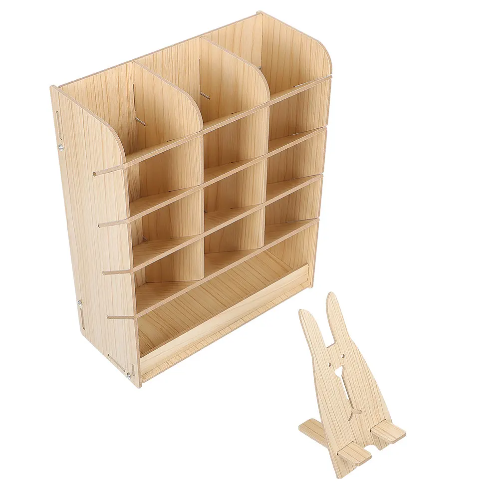 

Stationery Storage Box Wooden Pen Holder Office Pretty Holds Desk Cubby Organizer