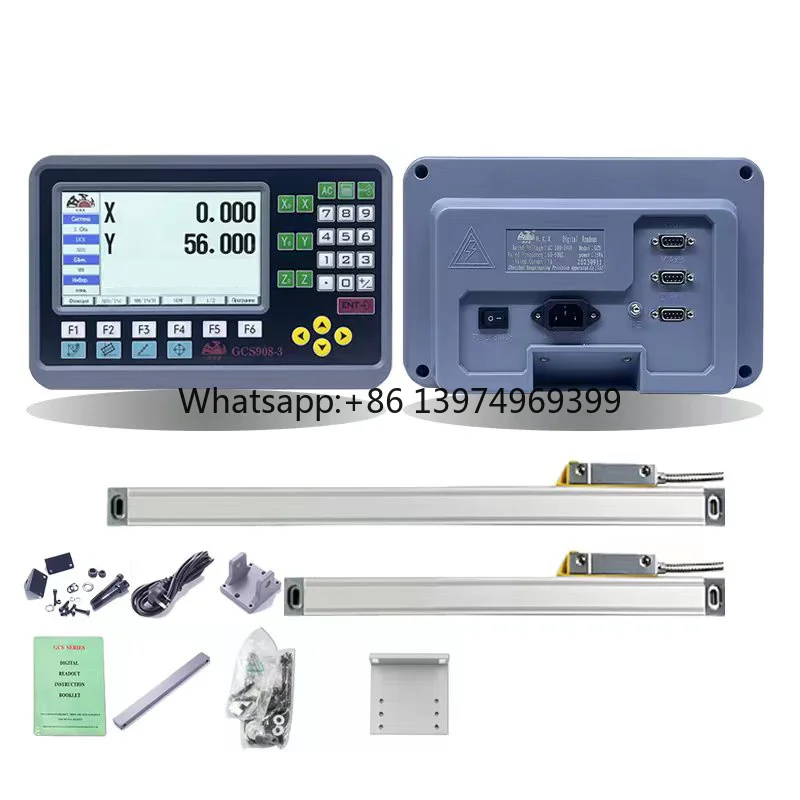 HXX Factory 19 Languages 2 Axis LCD DRO Digital Readout with 2pcs 50-1000mm Linear Scale Encoder for Milling Lathe Grinding