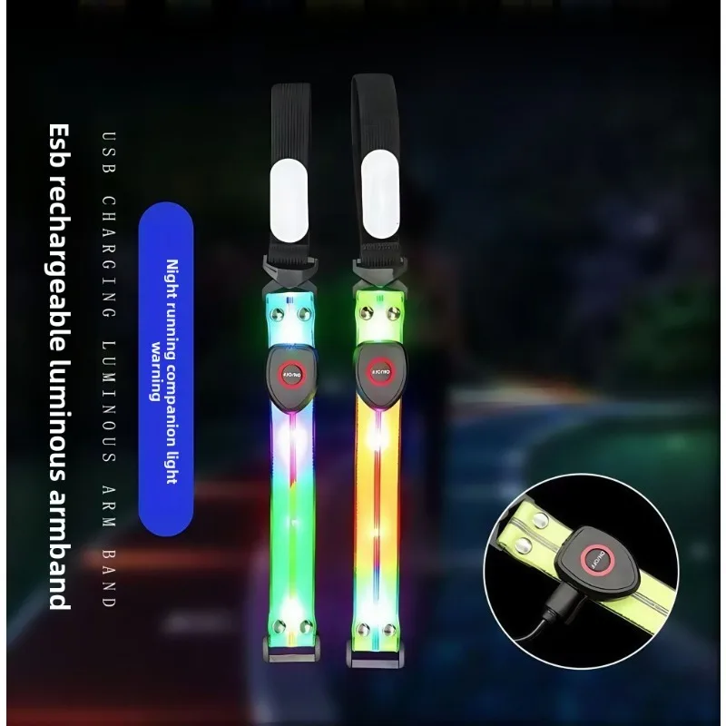 Brazalete de seguridad LED recargable por USB, pulsera reflectante para correr de noche, luz de advertencia para ciclismo, deportes al aire libre, portátil, Unisex