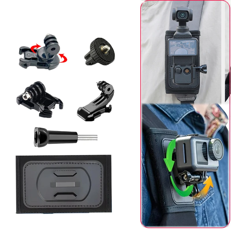 Backpack Shoulder Strap Mount Adjustable Strap Holder for DJI Osmo 360 Pocket 3 Action 5 GoPro Hero13/12/11/10 Insta360 X5 X4