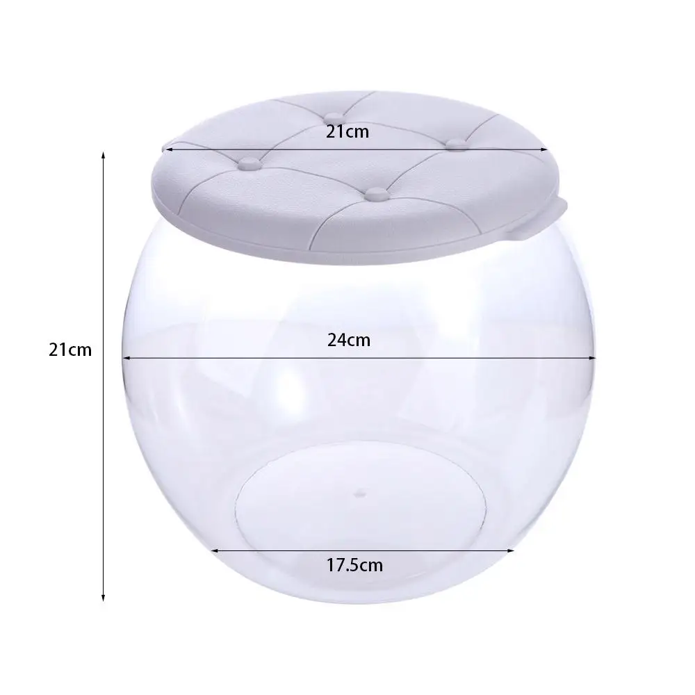 Kotak Penyimpanan Transparan Mudah Dibersihkan Bangku Portabel Kreatif Plastik Bulat Bangku Serbaguna Penyimpanan Anak Ruang Tamu