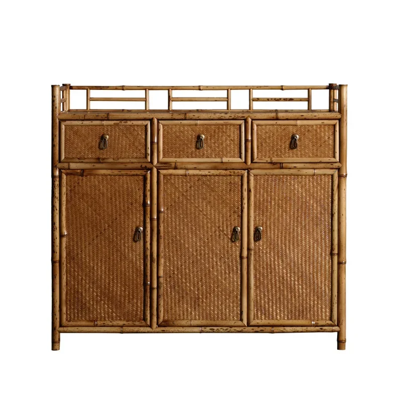 

Old material Merlot bamboo tea cabinet, classical tea set storage display with cabinet door, floor cabinet, side cabinet