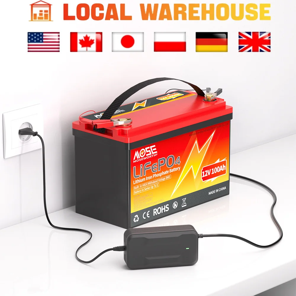 12V 100Ah LiFePO4 Battery Built in 100A BMS Rechargeable Batteries 12.8V 1280Wh Lithium Iron Phosphate Power Bank Bateria for RV