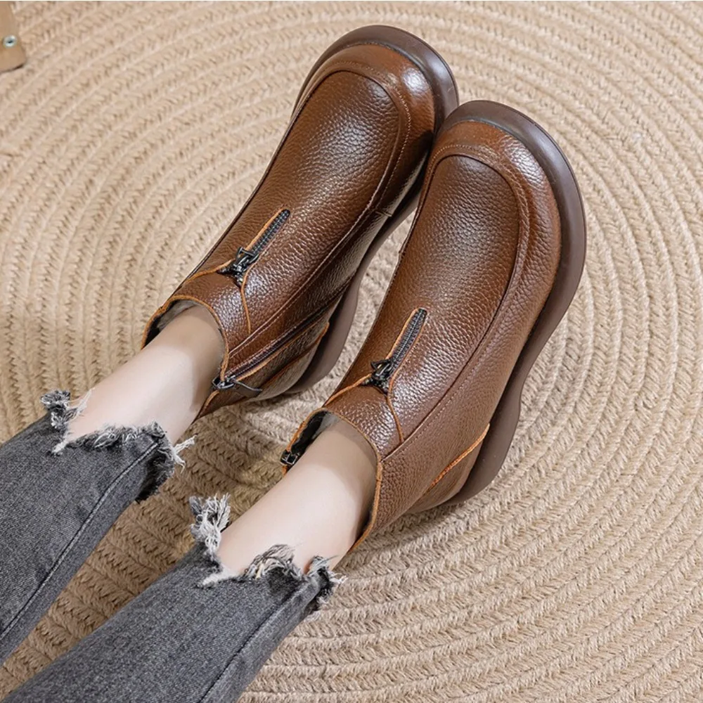 

Кожаная хлопковая обувь. Женские зимние шерстяные ботинки на плоской подошве. Женские бархатные теплые ботинки. Нескользящие ботинки на мягкой подошве до щиколотки среднего и пожилого возраста.