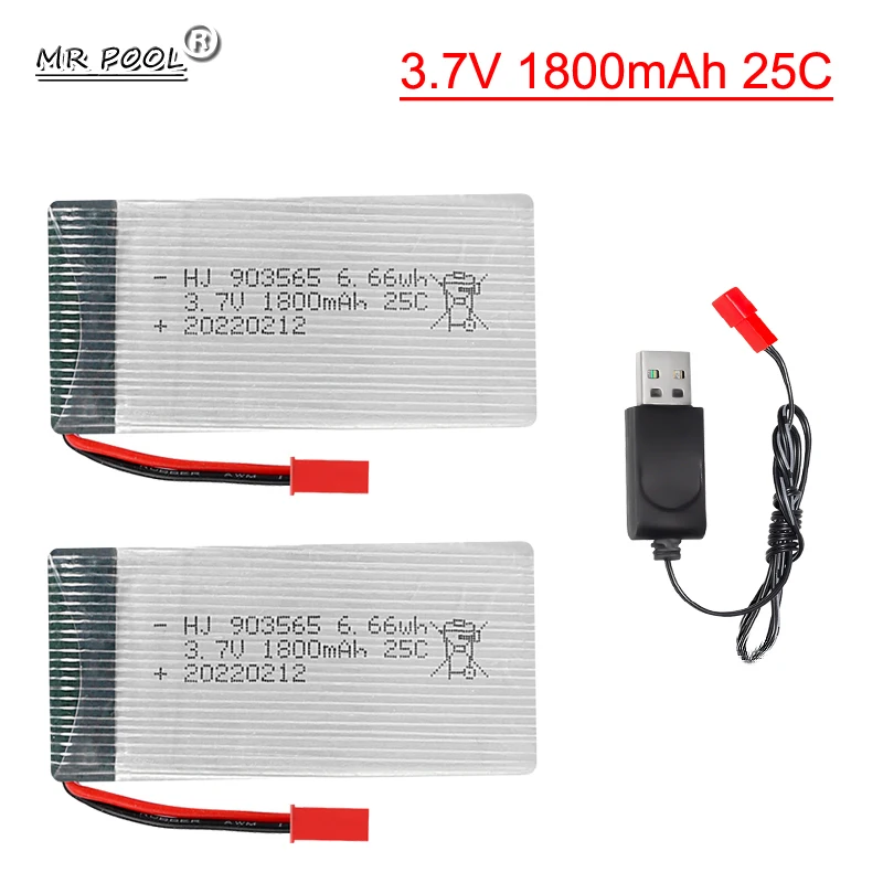 3.7V 1800mAh 903565 Polymer Lithium Battery with JST plug For Model Aircraft RC Aircraft Drone SYMA X5 X5S X5C X5SC X5SH X5SW