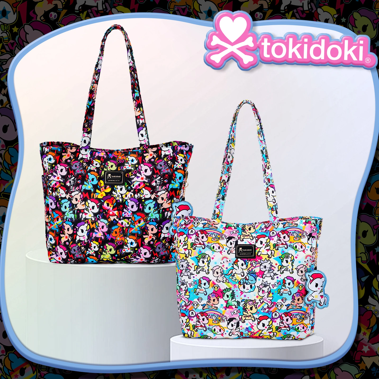 

Tokidoki Official Licensed Shoulder Bag for Women with Unicorno Keychain Tote Bag Large Capacity Handbag for Work Travel