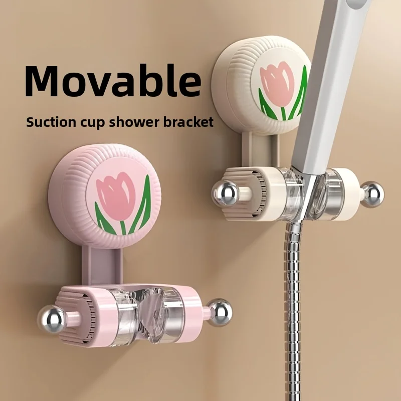 1-3 Shower Head Holders, Bathroom Non-Perforated Suction Cup Type Movable Shower Head Holder, 360° Adjustable Self-Adhesive