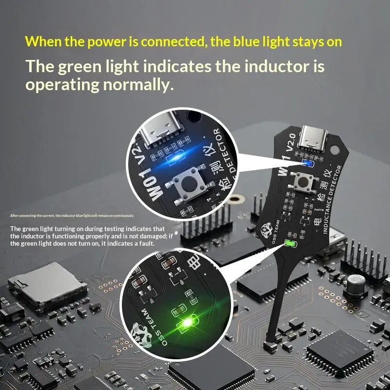 NEW W02 Inductor Detector Tool Motherboard Coil Tester for Phone Pad Repair Induction Quick Check Tools Type C Battery