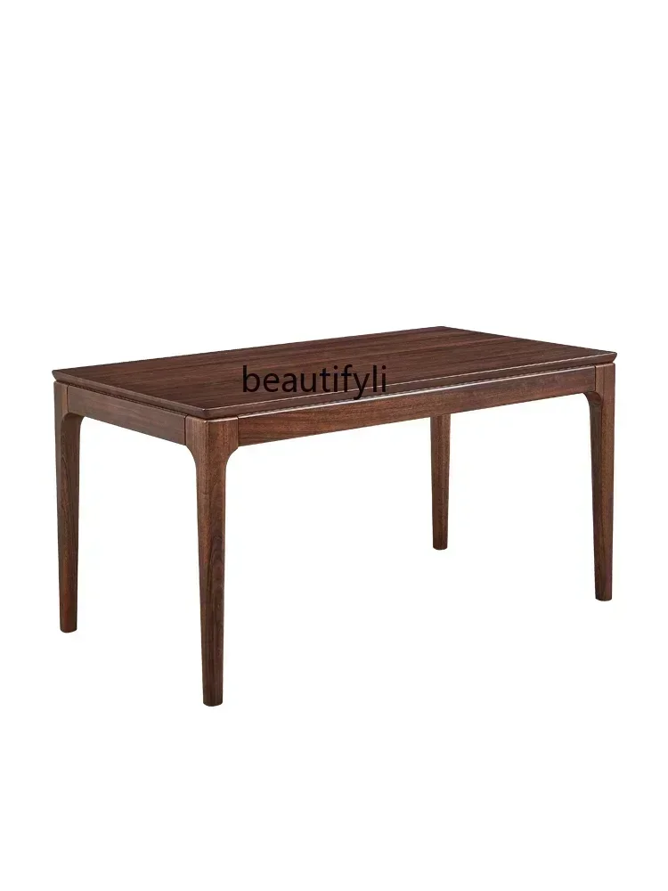 

Nordic Solid Wood Dining Table Modern Minimalist Black Walnut Rectangular Dining Tables and Chairs Set Household Small Apartment