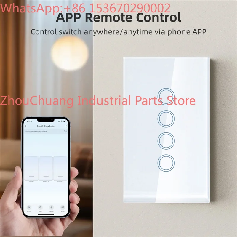 【A87T】Wifi Smart Light Switch 2500W Touch Switch With Neutral Wire Smart Life Control Via