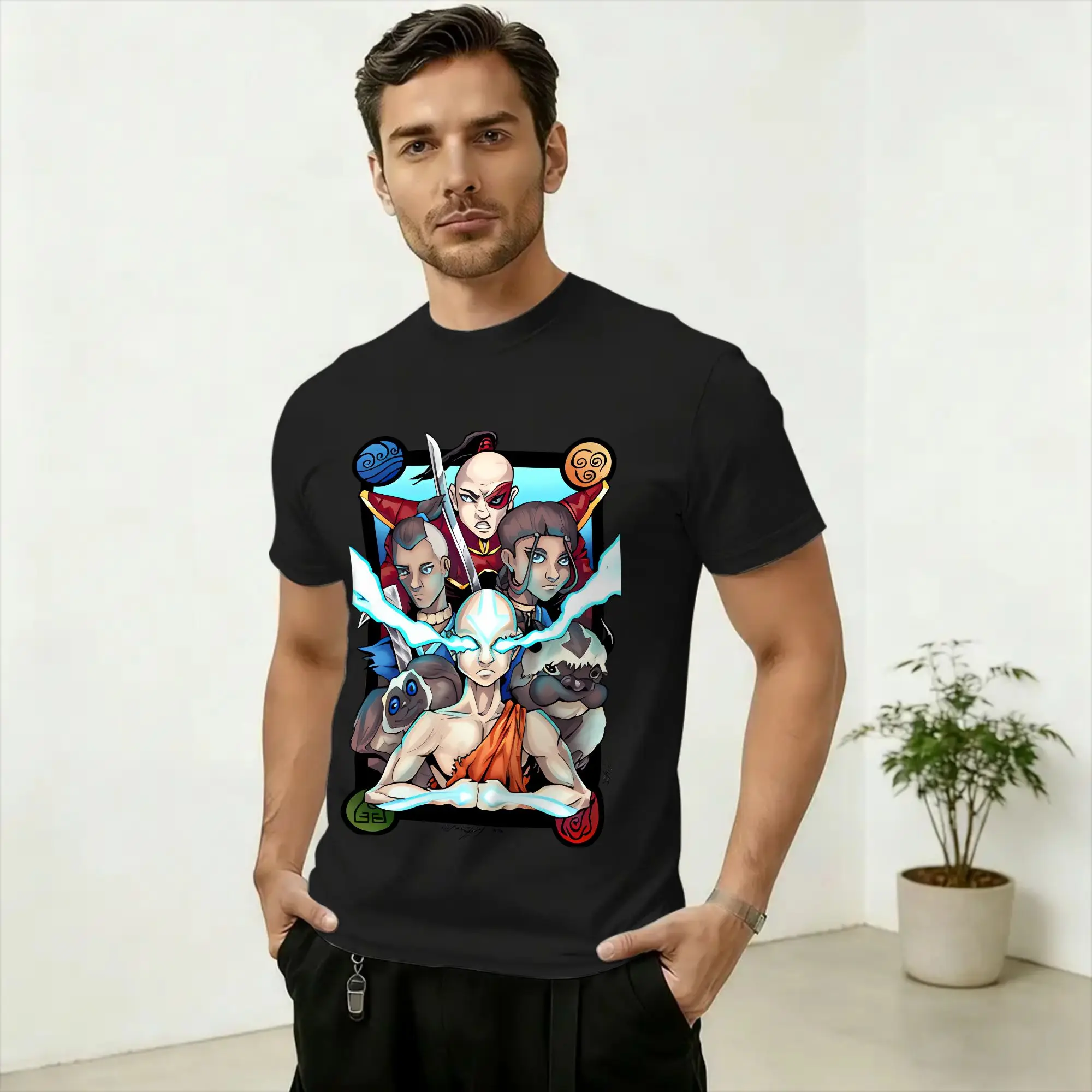Streetwear T Shirt Beach Avatars Airbender Fanart Popular T Shirts Cotton Tee Shirt for Men's Cheap Print Short Sleeve Clothes
