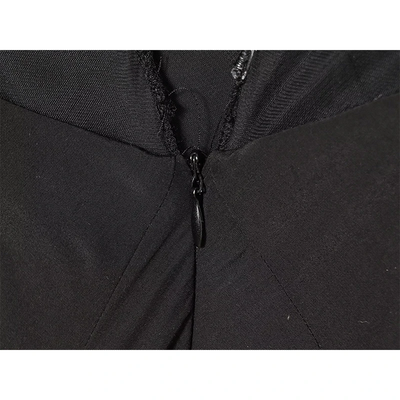 YENKYE فستان طويل أسود أنيق شبه شفاف للنساء بياقة دائرية بدون أكمام على شكل حرف a للحفلات ماكسي فيستدوس