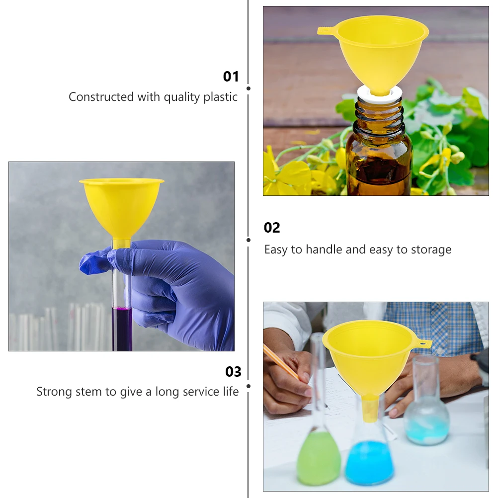 

15pcs Laboratory Funnel Plastic Experiment Kitchen Funnels Lightweight Small Mini Liquid Transfer Storage Practical