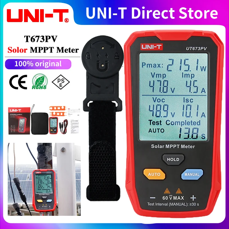 UNI-T UT673PV Solar MPPT Meter 5~800W PV Module Maximum Power Tester Open Circuit Voltage Short Circuit Current Lmp Vmp Test