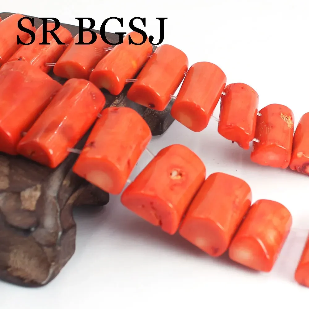 2- Hole Half Column Tube Sea Bamboo Coral Loose Jewelry Making Accessories Spacer Beads Strand 15