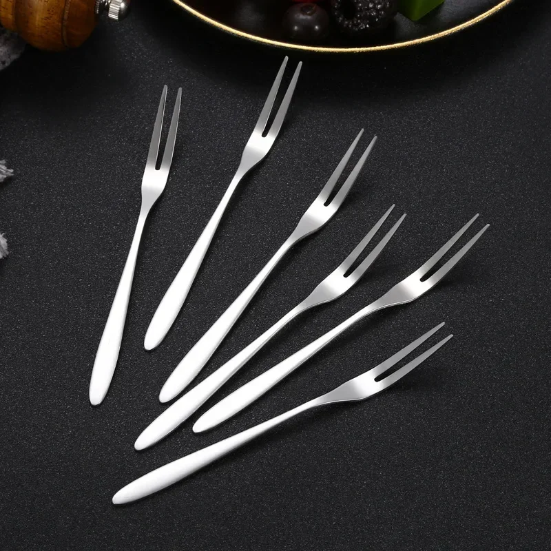 10/20/40 Uds. Tenedor de caracol de acero inoxidable de 13cm tenedores de postre de fruta de dos dientes para pastel Snack Bar restaurante fiesta Banquetes vajilla