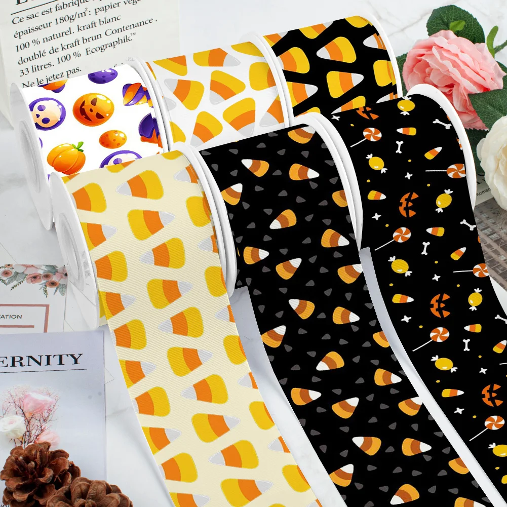 Pill Halloween Candy 5yards Printed Grosgrain Ribbon for Cheer Bows DIY Girl Headwear Hair Bows Satin Ribbon