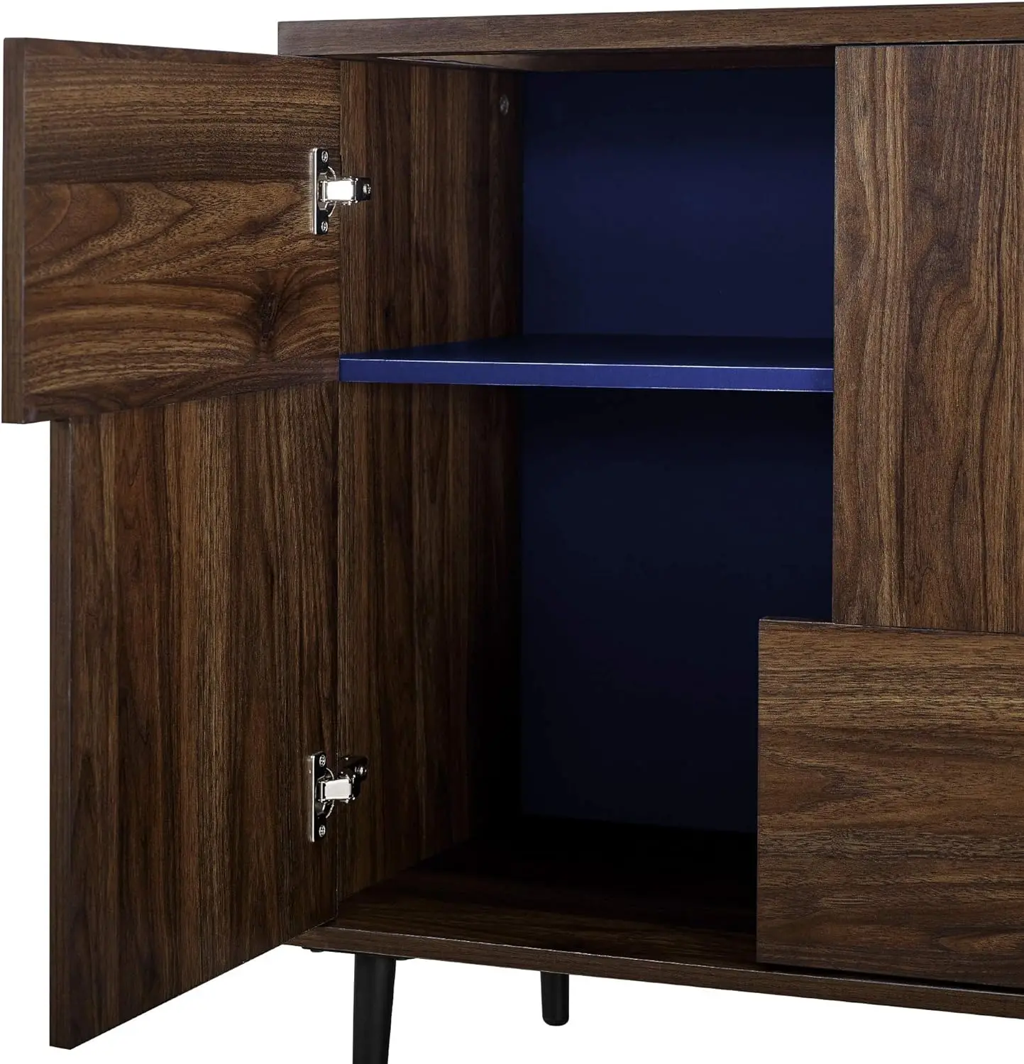 Accent Buffet Entryway Bar Cabinet Storage Entry Table Living Room Dining Room, 30 Inch, Dark Walnut and Navy Interior image 6