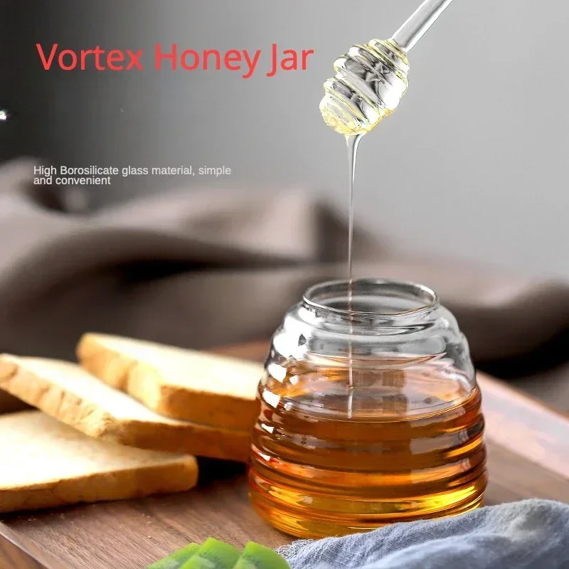 Honey jar with lid and Dipper, high borosilicate transparent Honey Pot container,Jewish New year Rosh Hashanah Shana Tova