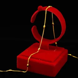 Solid 24k Yellow Gold Necklace Italian Link Curb Chain Choker Necklace for Women Men Claccic Wedding Luxury Jewelry Gifts