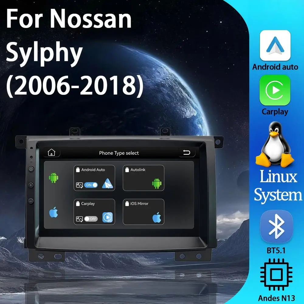 

Автомобильная мультимедийная система Linux Smart Car Head Unit для Nissan Sylphy, 7-дюймовый экран, Android Auto и CarPlay, видеоплеер, автоэлектроника, Bluetooth