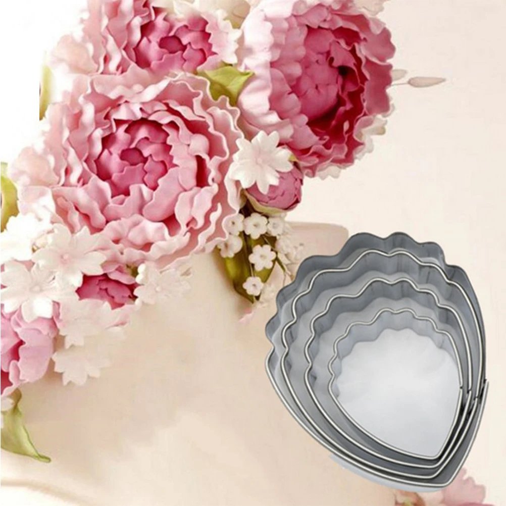 

4Pcs Premium Food Grade Stainless Steel Cookie Molds Peony Petal Easy Demould for DIY Baking and Gifting Cookie Cutters
