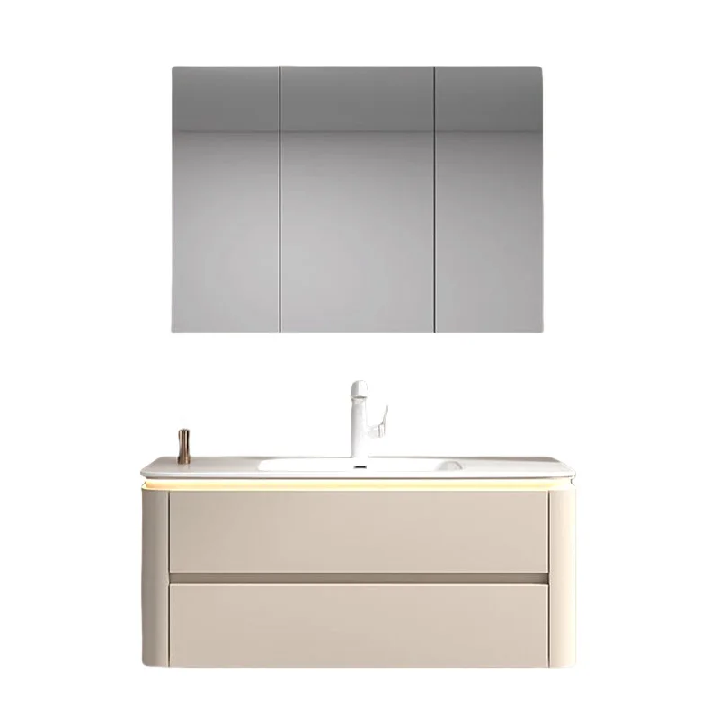 

Simple bathroom, mirror cabinet combination, ceramic integration, wash basin, toilet, washstand