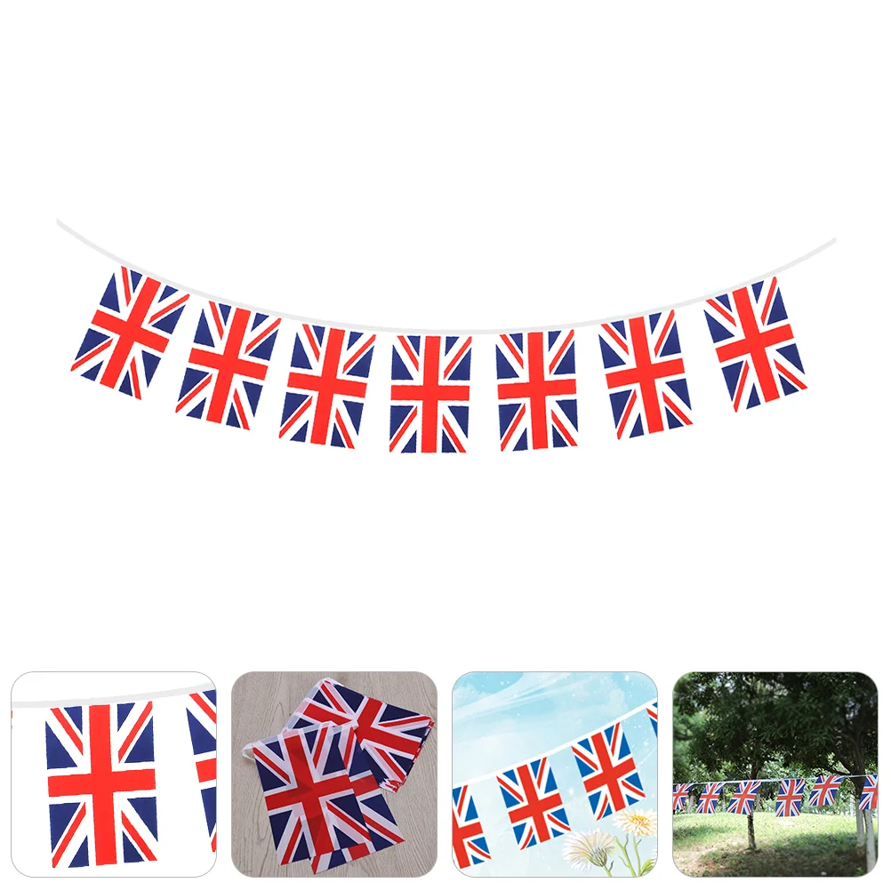 Uk Flags Bunting Garland National String Latte Hanging Banner Wall Decor Polyester Cloth