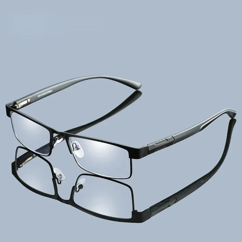 

Men Titanium Alloy Reading Glasses Non Spherical 12 Layer Coated Retro Business Hyperopia Prescription Eyeglasses PC Lens