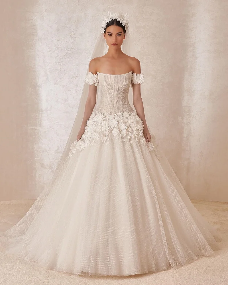 

Qcenkeren Vestidos de novia Wedding Dresses Strapless A-Line Elegant Lace Appliques Spring Bridal Ball Gowns For Sexy Women 2024