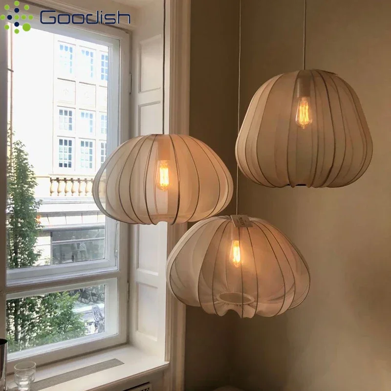French Vintage Style LED Pendant Light Spherical Paper Cloth Bubble Art Creative Lamps for Restaurant Home Decoration Chandelier