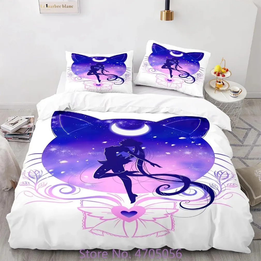 2024 New Japanese Anime Sailor Moon Bedding Set,Kawaii Sailor Moon Bedding Set,Beautiful Girl Quilt Cover Cute Printing Duvet